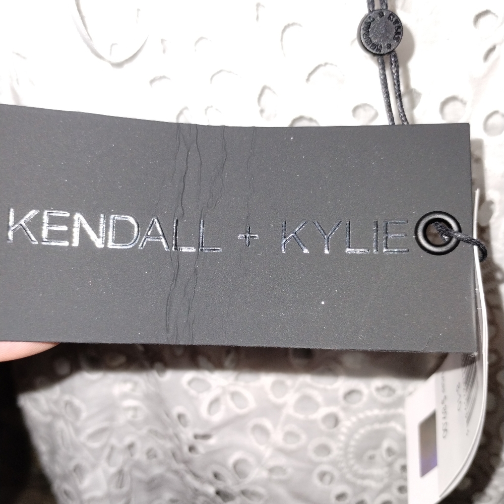 Kendall + Kylie NWT white eyelet dress asymmetrical sleeveless, size 8 - Picture 5 of 12
